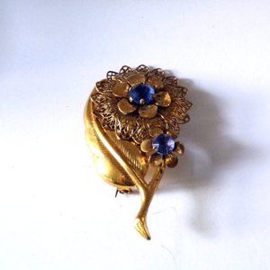 Vintage Filigree Metal Brooch